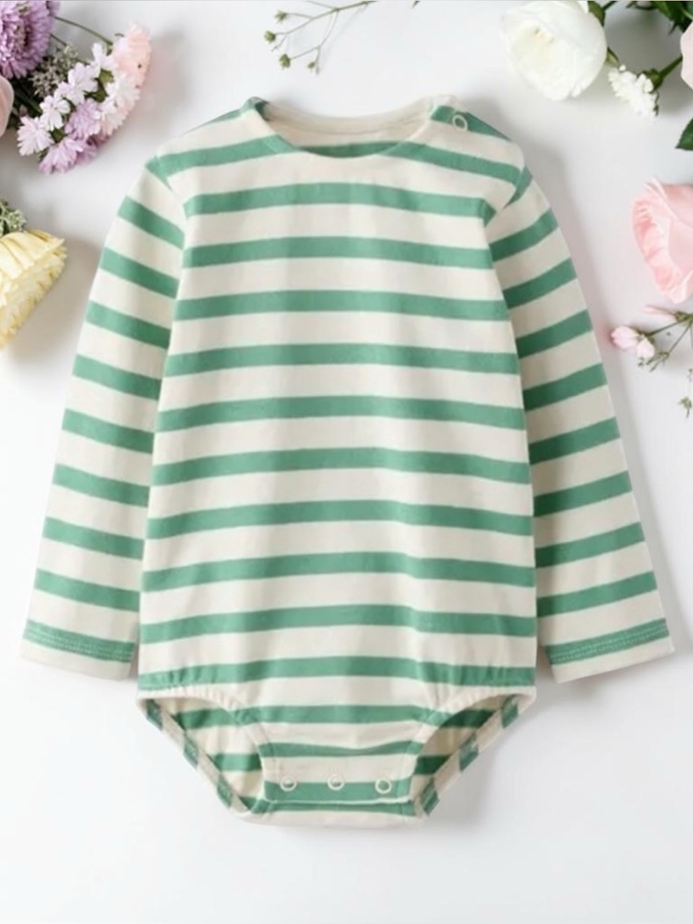 NWOT ZARA Green and White Striped Kids One Piece
